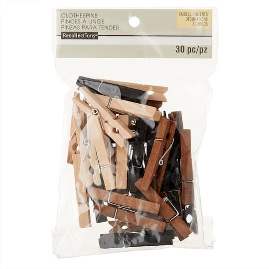12 Packs: 30 ct. (360 total) 2&#x22; Natural Mix Clothespin Embellishments by Recollections&#x2122; 